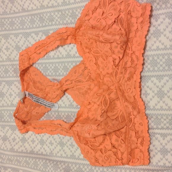 Free People, 3 pairs of lace bralettes, size S, in pink, blue, orange. Like new - Picture 2 of 10